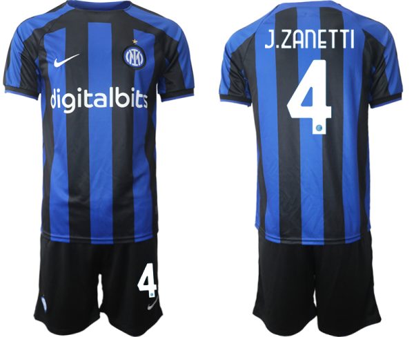 Herren Inter Mailand 2022-2023 Heimtrikot Blau Fußball Trikot Outlet J.ZANETTI 4