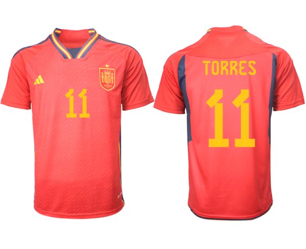 Herren Spanien FIFA WM Katar 2022 Heimtrikot Teampower Rot Kurzarm Trikotsatz TORRES 11