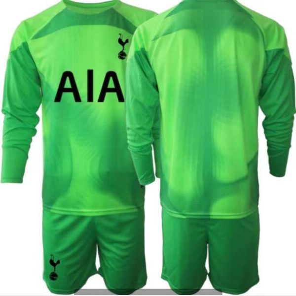 Kinder Tottenham Hotspur Torwarttrikot 2022 Trikotsatz Langarm grün