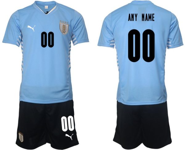 Uruguay 2022 Heimtrikot Herren Trikotsatz Kurzarm in hellblau (+ Kurze Hosen schwarz) - Obrázok 2