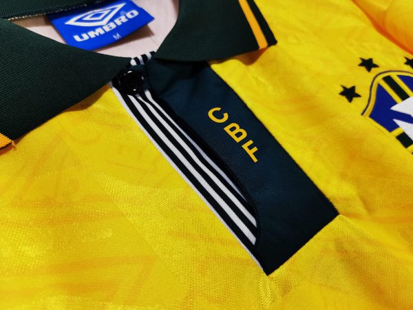 Vintage Signed Brasilien Fußball Heimtrikot 1991-1993 Umbro Cafu Brasil Gelb für Herren - Slika 2
