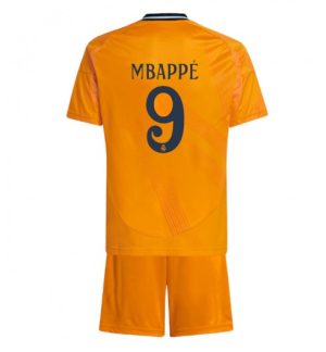 Kinder Real Madrid Auswärts Trikotsatz 2024-25 orange Fußballtrikots Kylian Mbappe 9